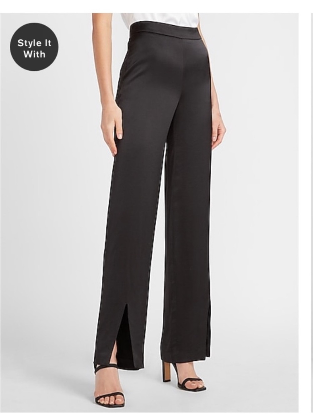 Express Satin High Waisted Pants with Slit size 2